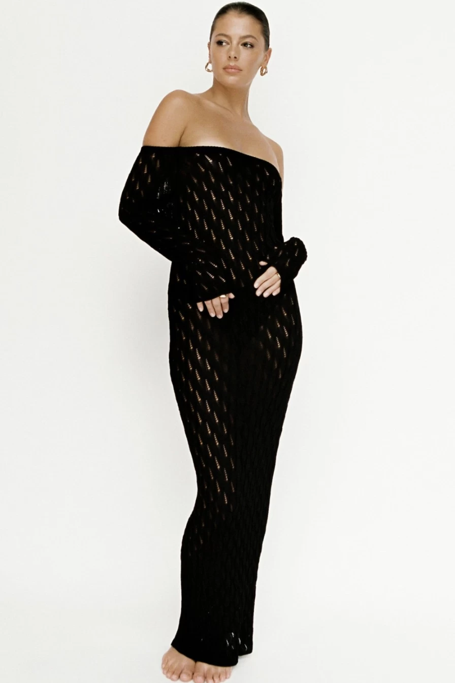 SNDYS Women's Cleo Black Dress - Elegant & Stylish Party Wear