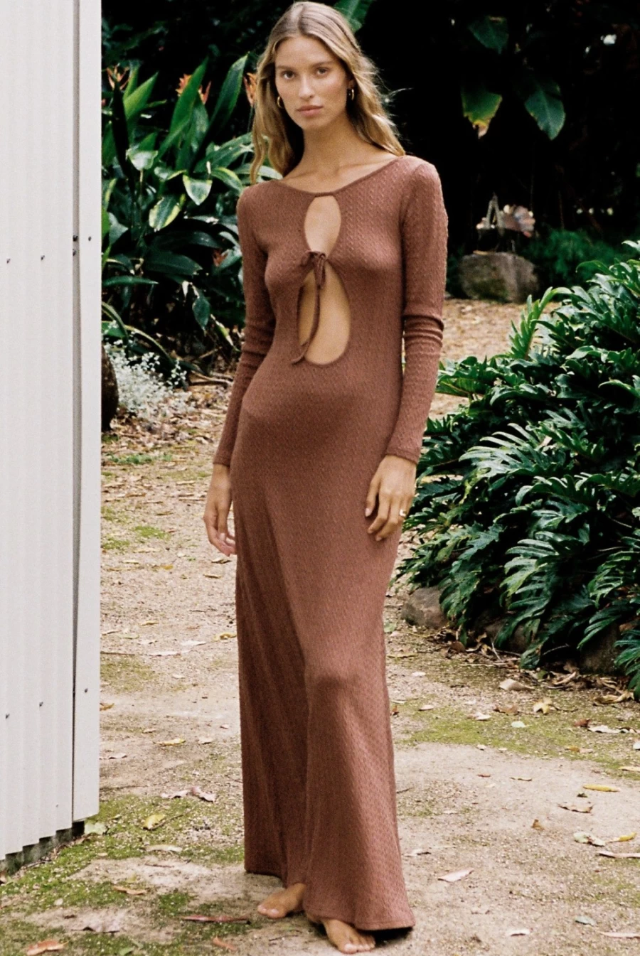SNDYS Women's Tallulah Maxi Dress in Chestnut - Elegant Long Boho Chic Summer Dress
