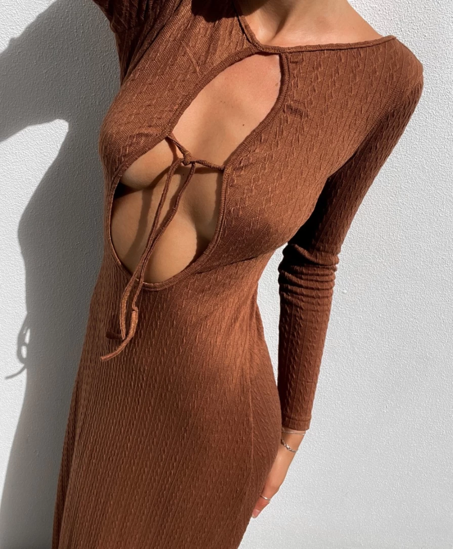 SNDYS Women's Tallulah Maxi Dress in Chestnut - Elegant Long Boho Chic Summer Dress