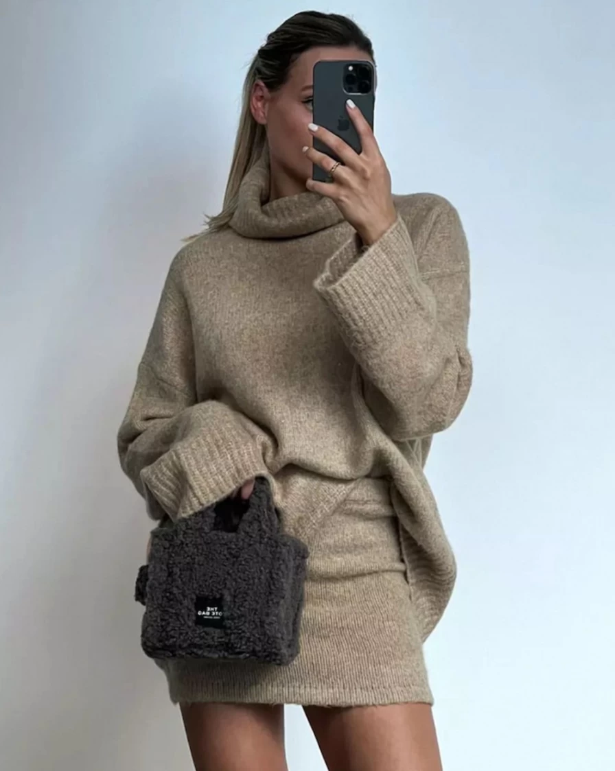 SNDYS Women's Beige Winnie Jumper - Soft Knit Sweater Casual Pullover