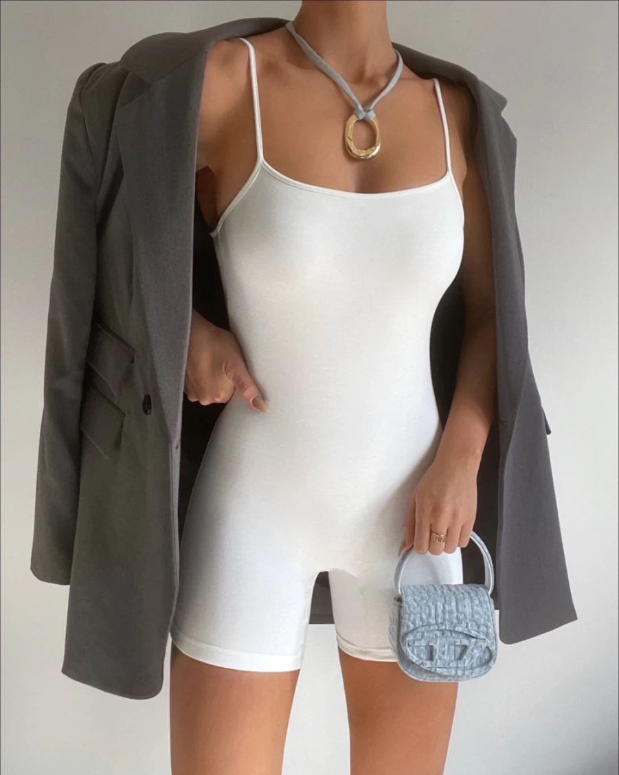 SNDYS Women's White Jordan Romper - Stylish Jumpsuit for Casual Wear