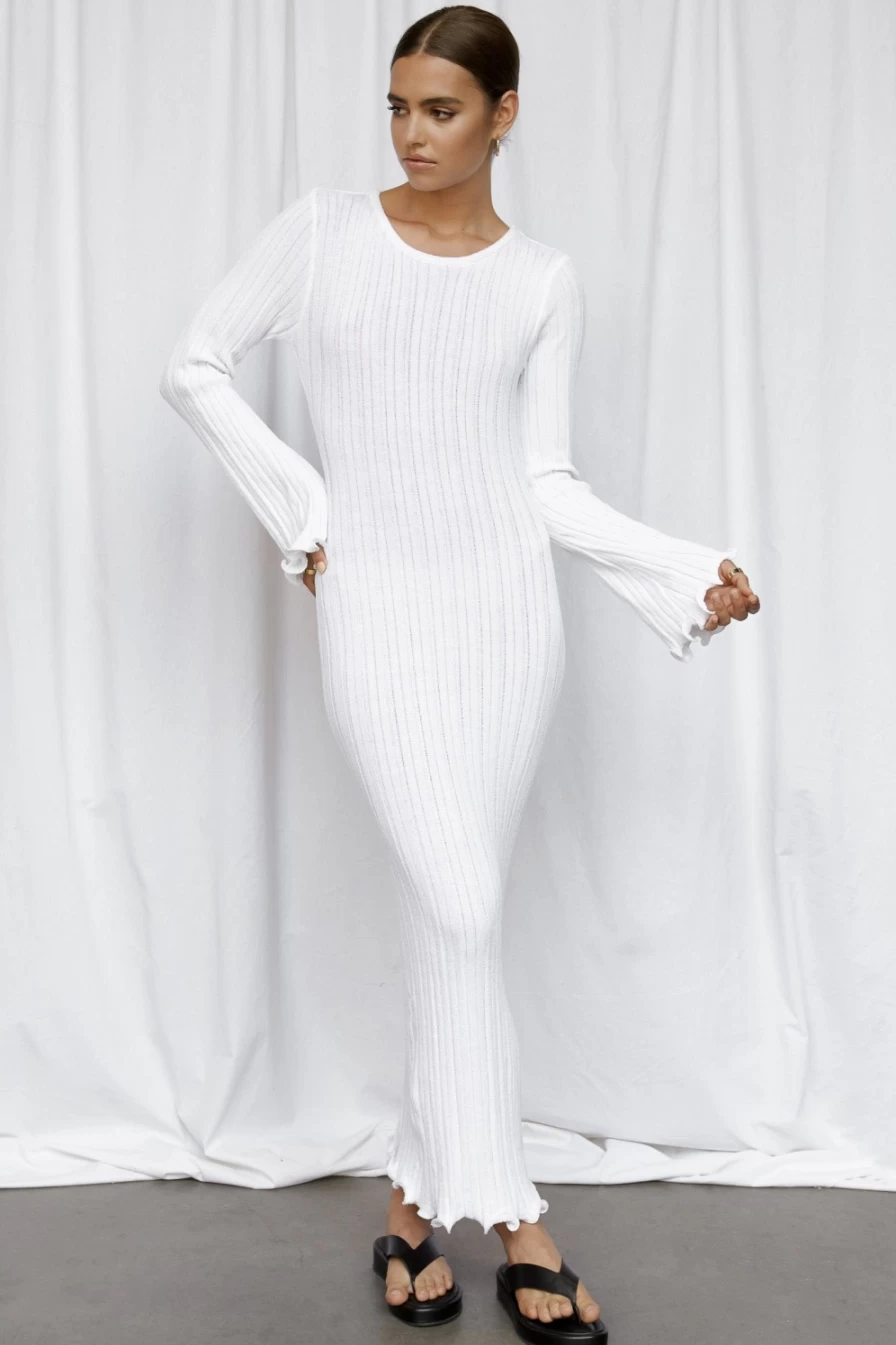 SNDYS Women's Baha Long Sleeve Dress - Elegant White Casual Wear
