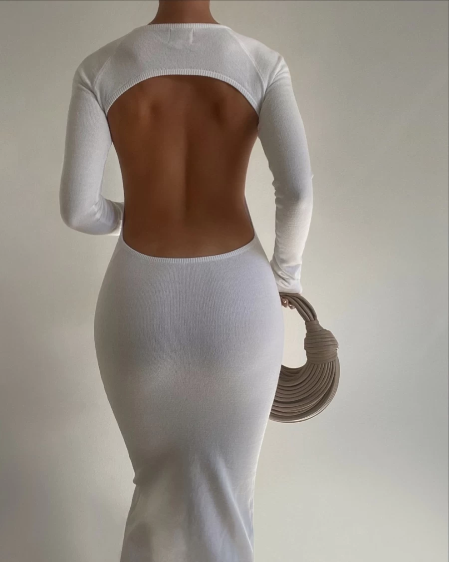 SNDYS Women's Mabel White Midi Dress - Elegant Casual Summer Dress