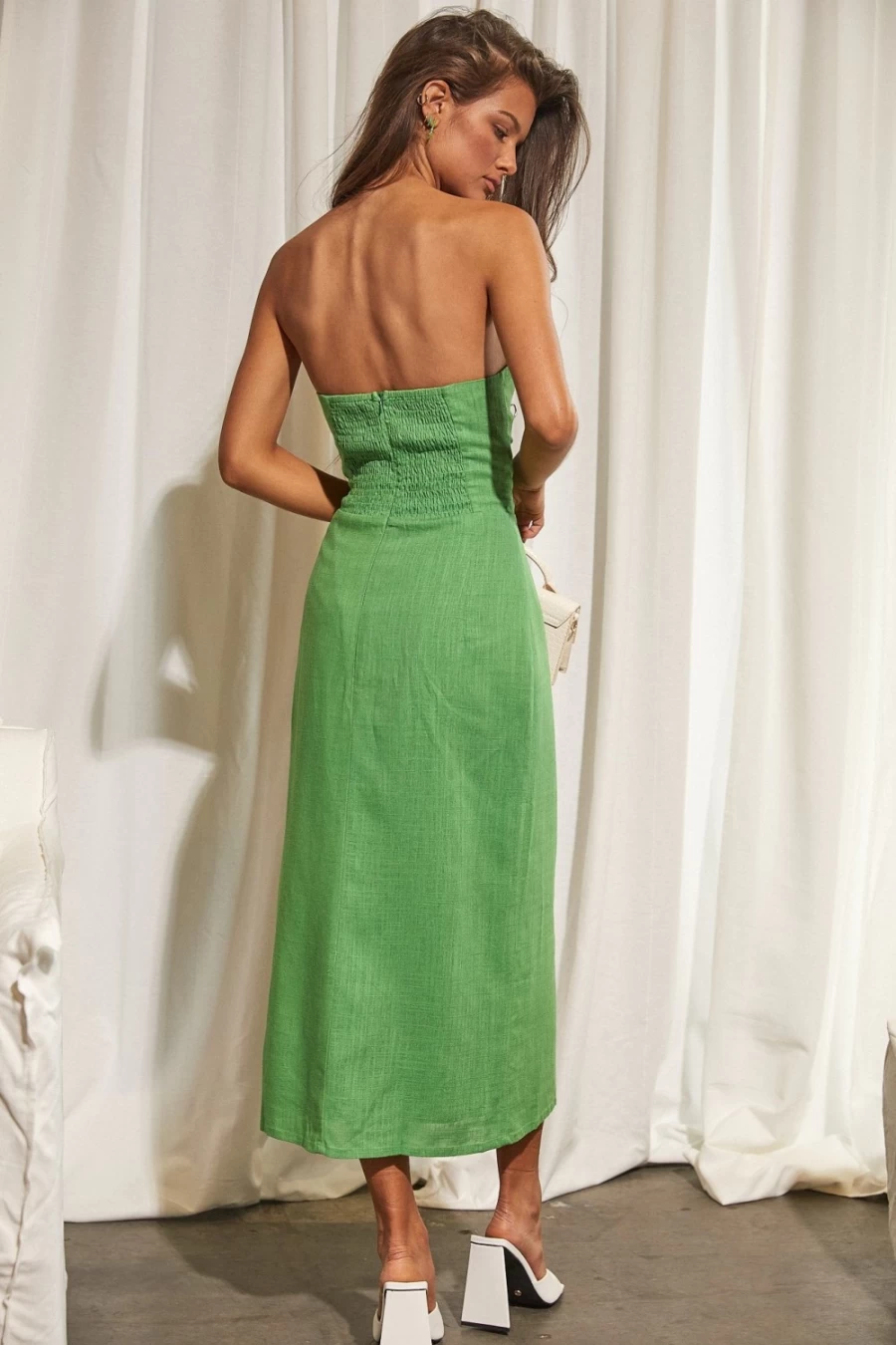 SNDYS Women's Serena Green Dress - Elegant Casual Wear