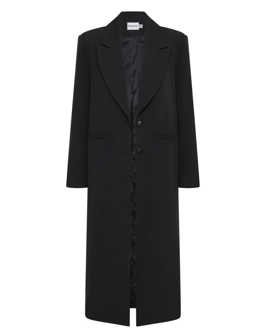 SNDYS Women's Noella Long Black Blazer Coat for Elegant Office Wear