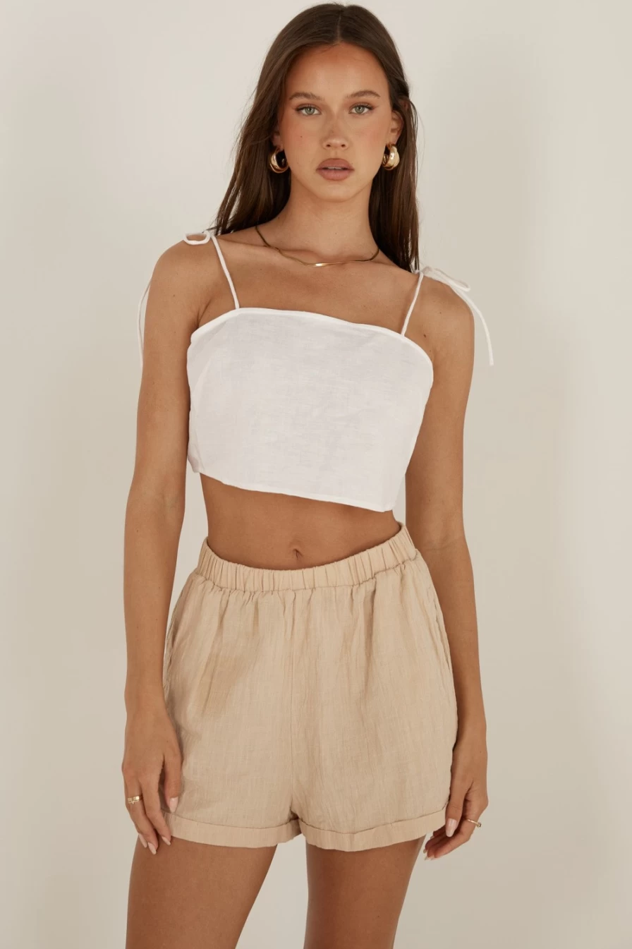 SNDYS Women's White Tie Top - Stylish Casual Blouse for Women