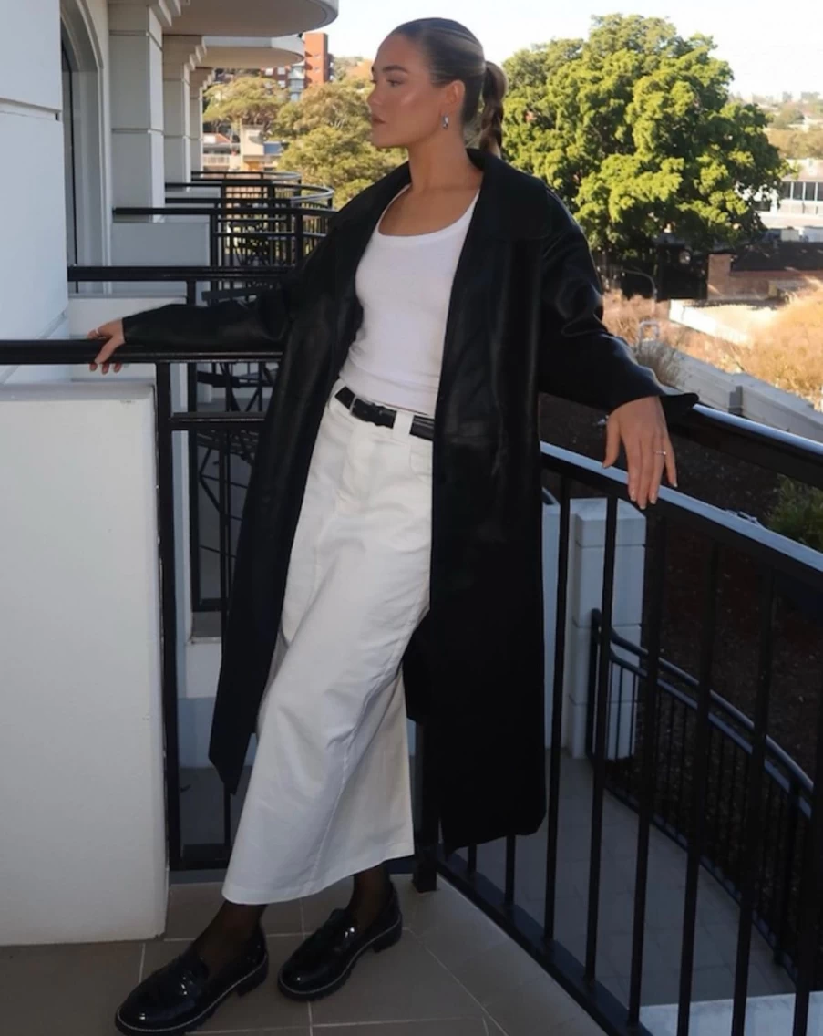 SNDYS Women's Haven Black Trench Coat - Classic Waterproof Long Coat with Belt