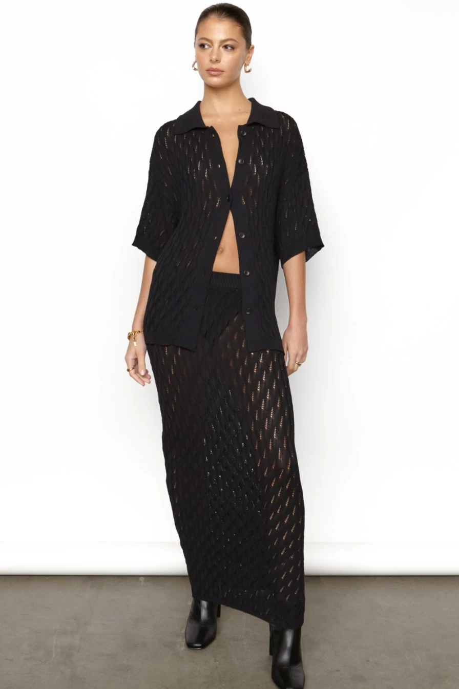 SNDYS Women's Claire Black Skirt - Elegant & Stylish