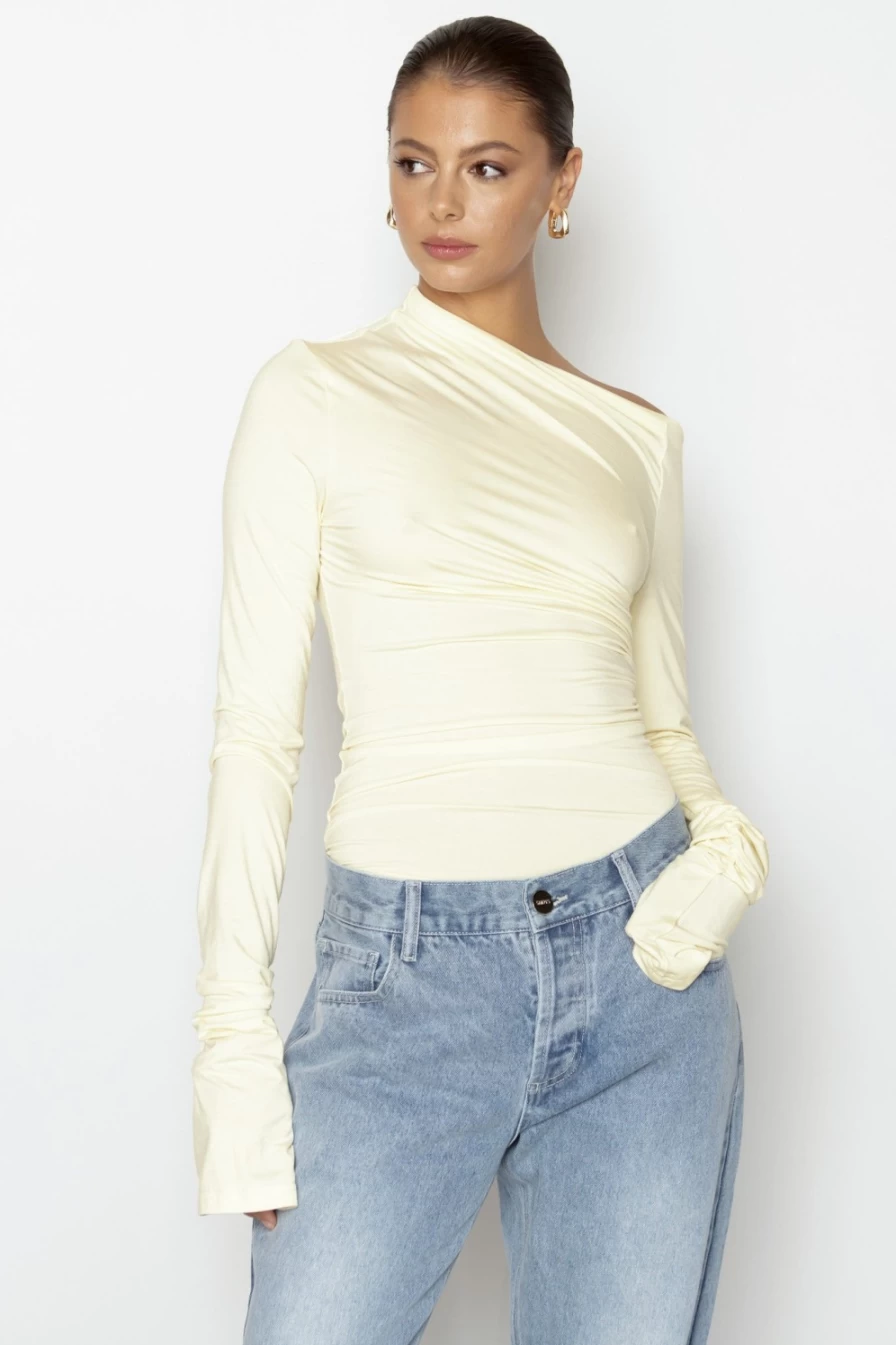 SNDYS Women's Nyah Cream Bodysuit - Soft Stretch Comfort Fit