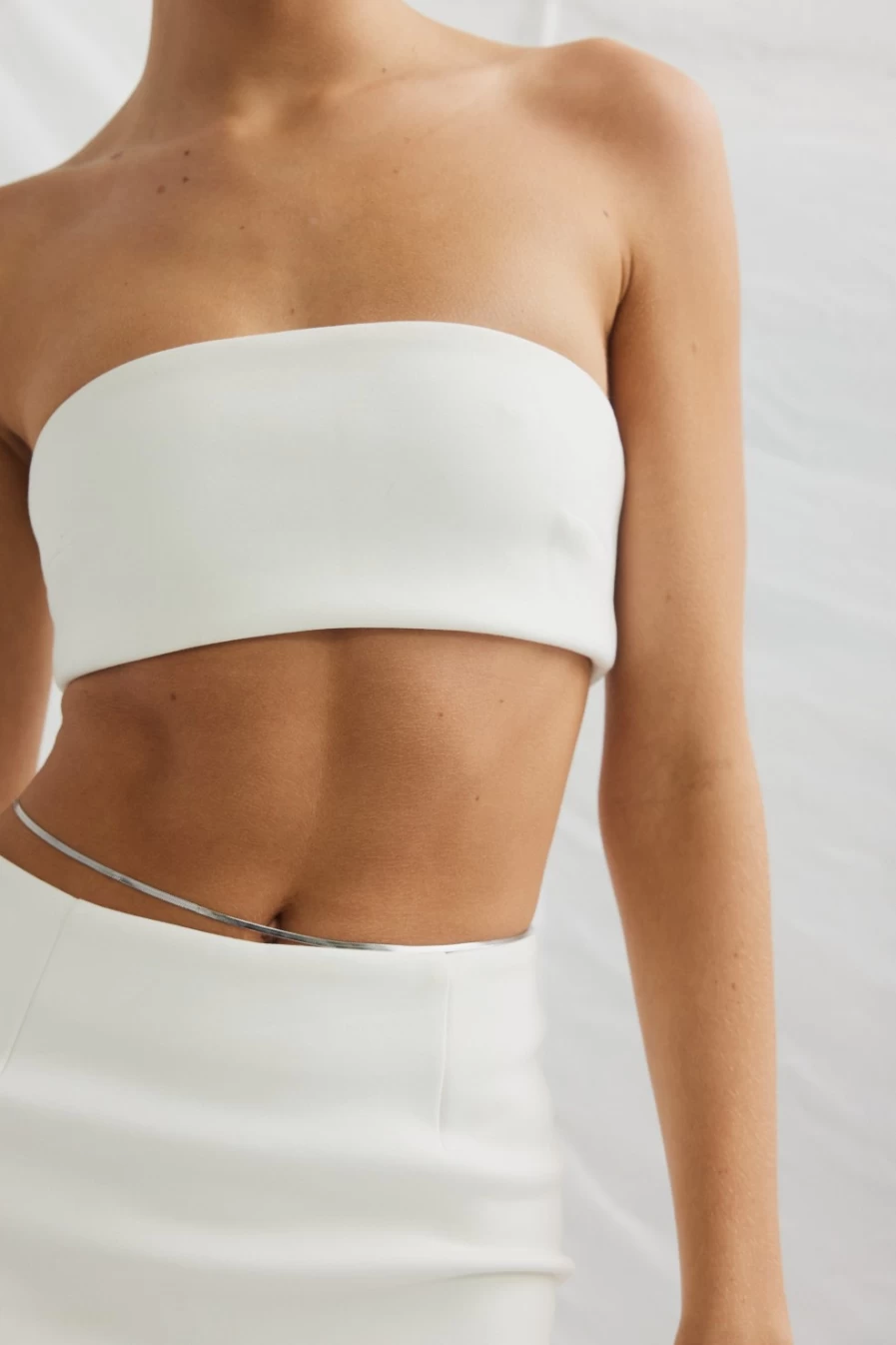 SNDYS Women's Albi Bandeau Top - White Bikini Swimwear