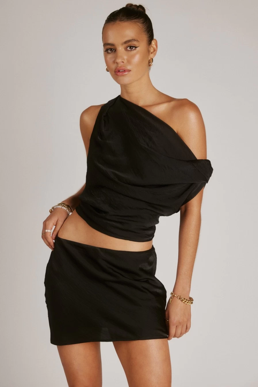 SNDYS Women's Calissa Mini Skirt in Black - Stylish High Waist Short Skirt for Women