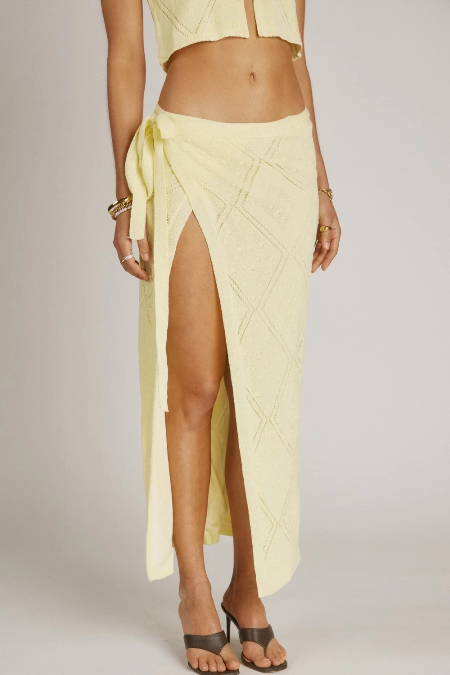 SNDYS Women's Kehlani Yellow Wrap Skirt - Stylish & Comfortable Summer Fashion