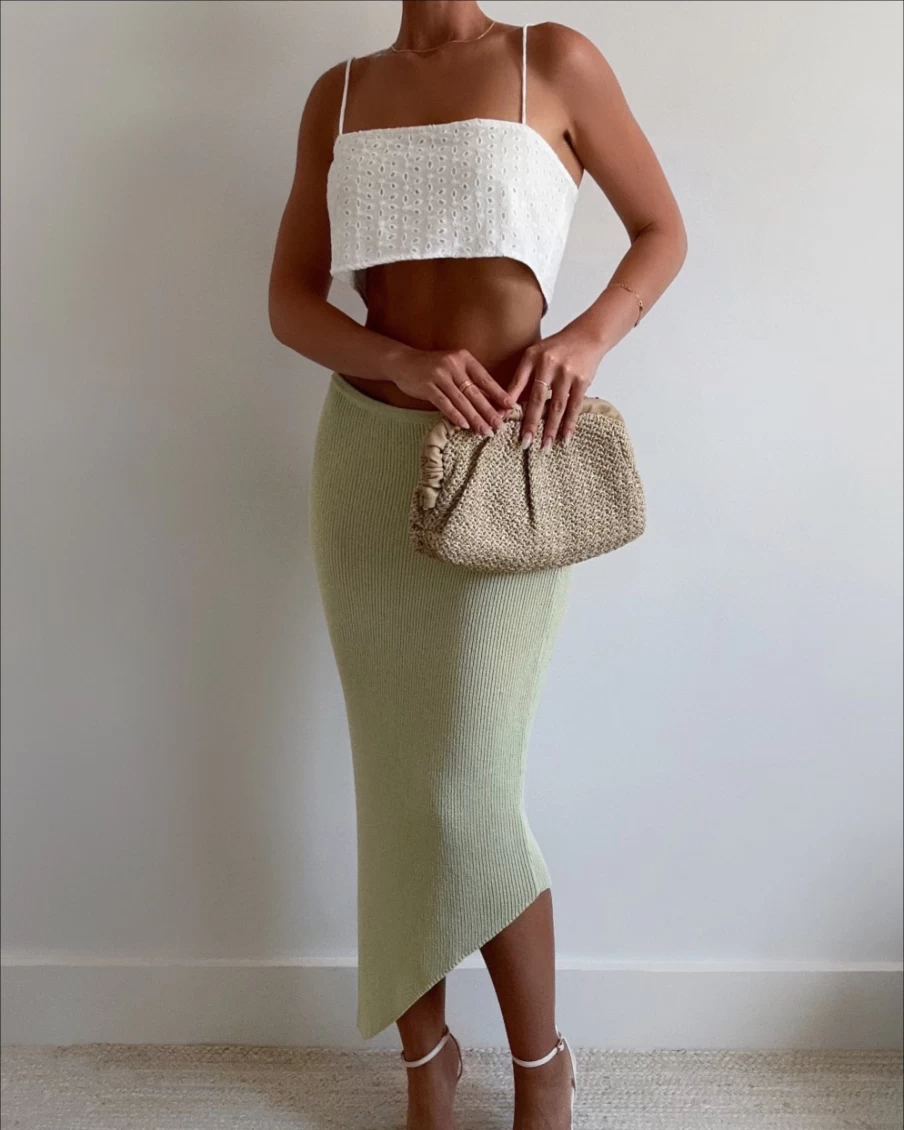 SNDYS Women's Pear Print Knit Skirt - Davia Stylish Comfort