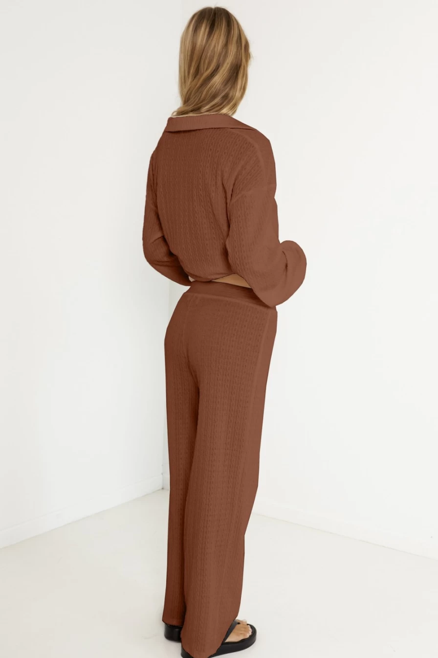 SNDYS Women's Avery Pant in Chestnut Brown - High-Waisted Trousers for Women