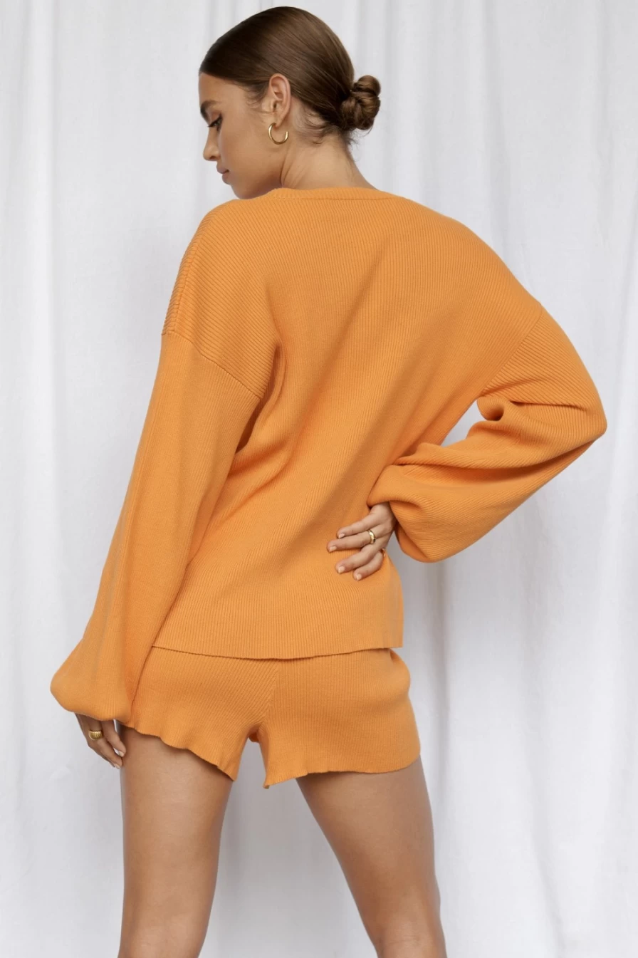 SNDYS Women's Goldie Long Sleeve Orange Top - Stylish Comfort Fit