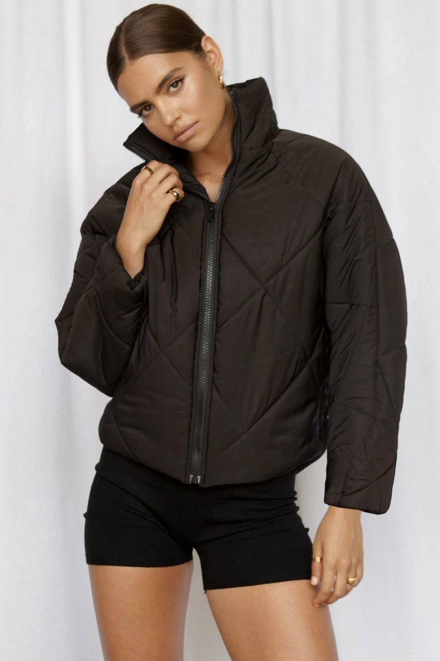 SNDYS Women's Blake Black Puffer Jacket - Winter Warm Quilted Coat