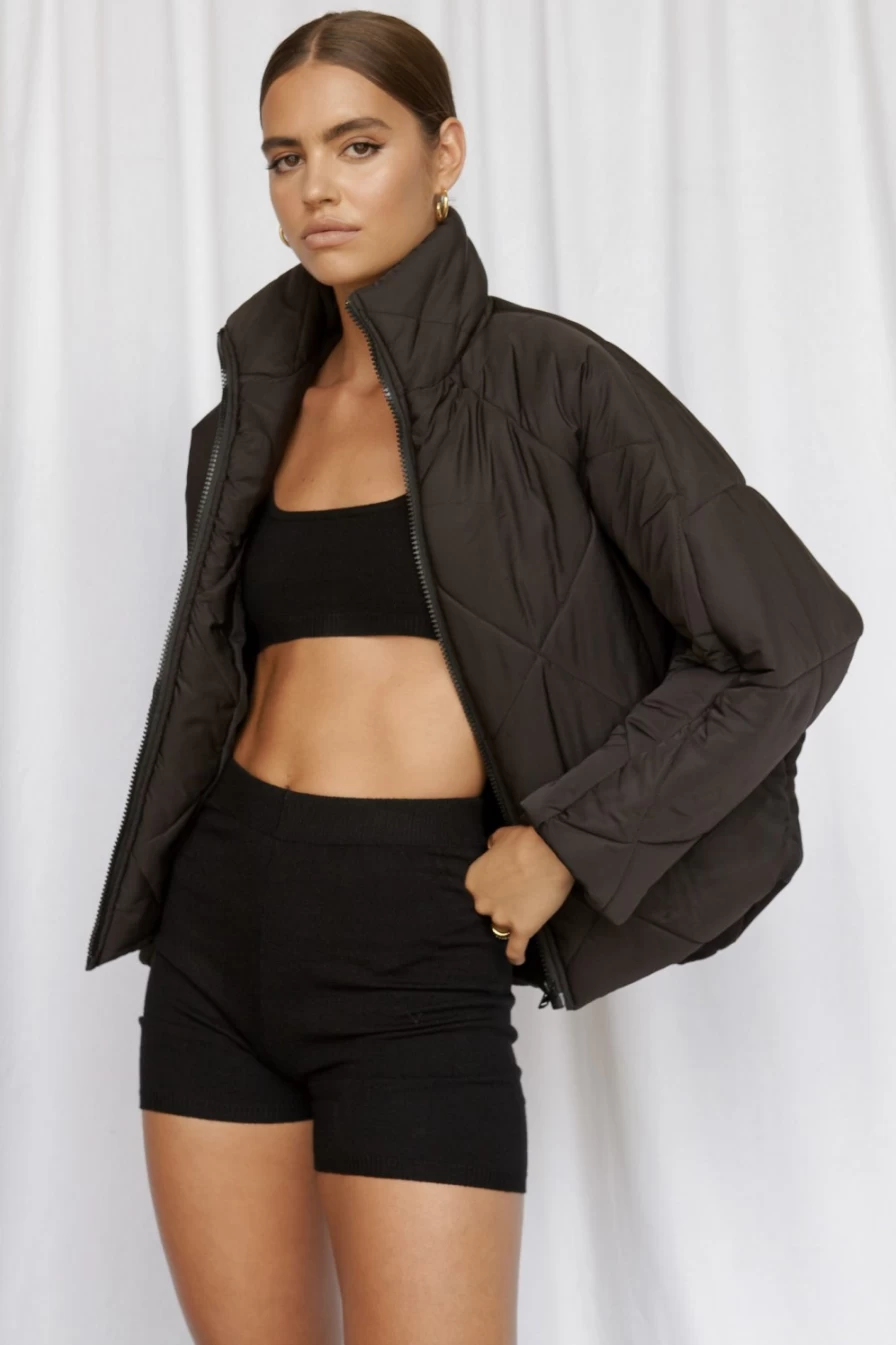 SNDYS Women's Blake Black Puffer Jacket - Winter Warm Quilted Coat