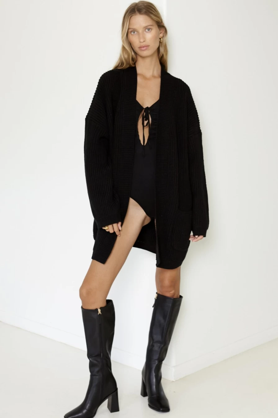 SNDYS Women's Essie Black Cardigan - Soft Knit Sweater for Women