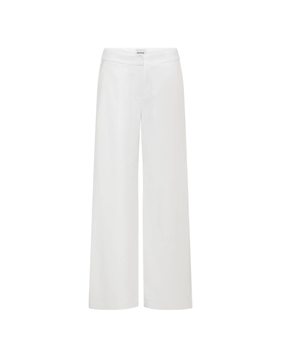 SNDYS Women's Annika White Pant - High-Waisted Comfort Fit Trousers