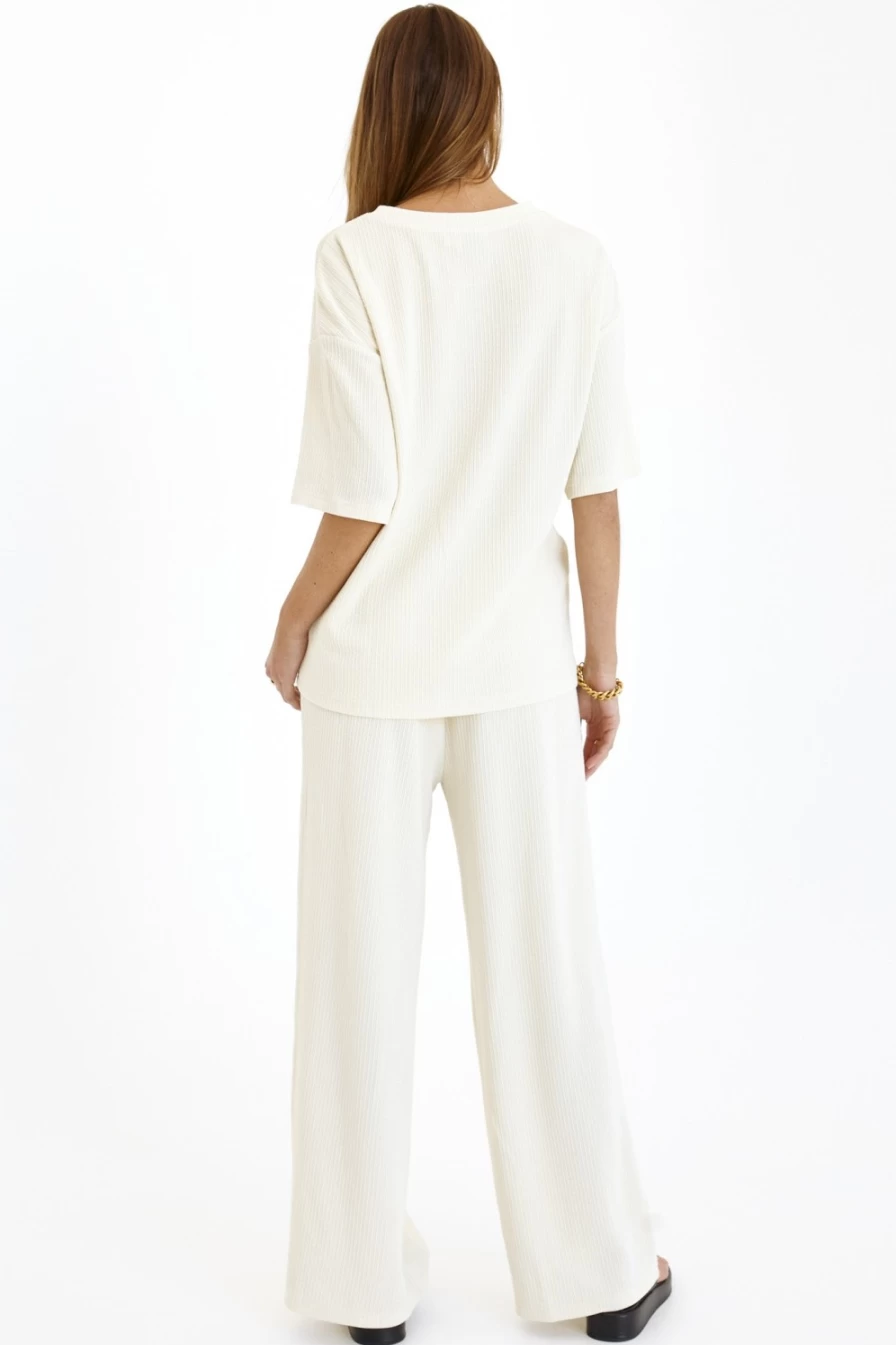 SNDYS Women's Arwen High-Waisted Pant in Bone Color - Elegant Casual Trousers