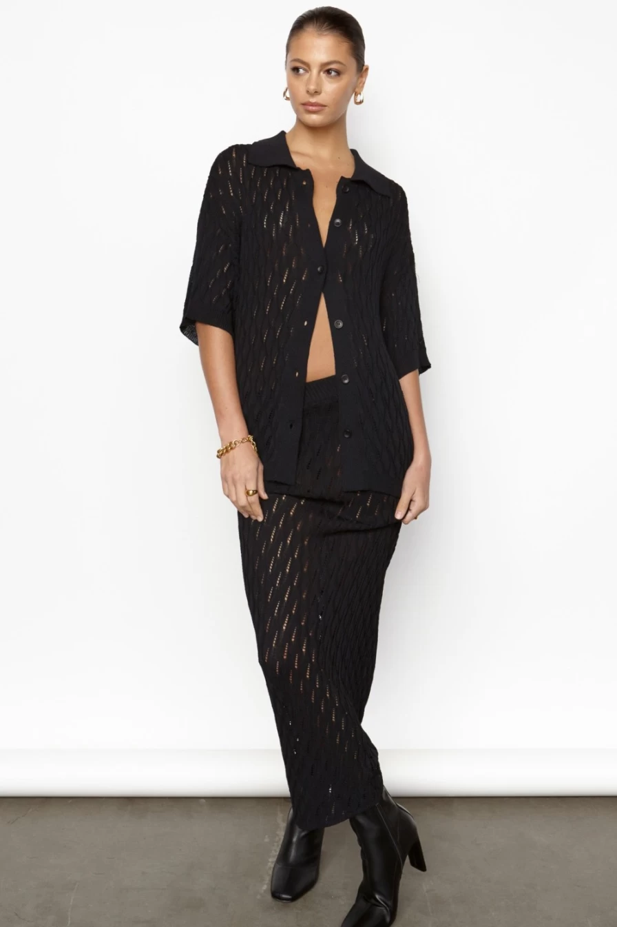 SNDYS Women's Claire Top - Black Stylish Casual Blouse