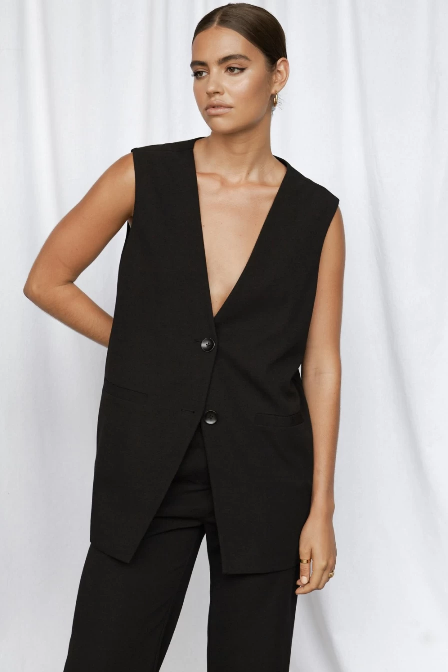 SNDYS Women's Brooklyn Vest - Black Stylish Winter Outerwear