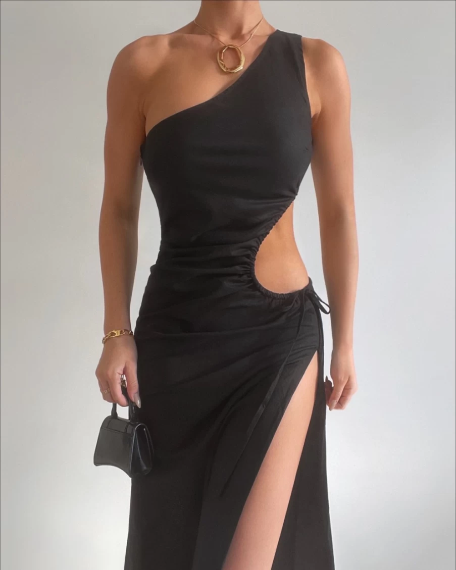 SNDYS Women's Black Linen Dress - Pamela Style Summer Casual Maxi Dress
