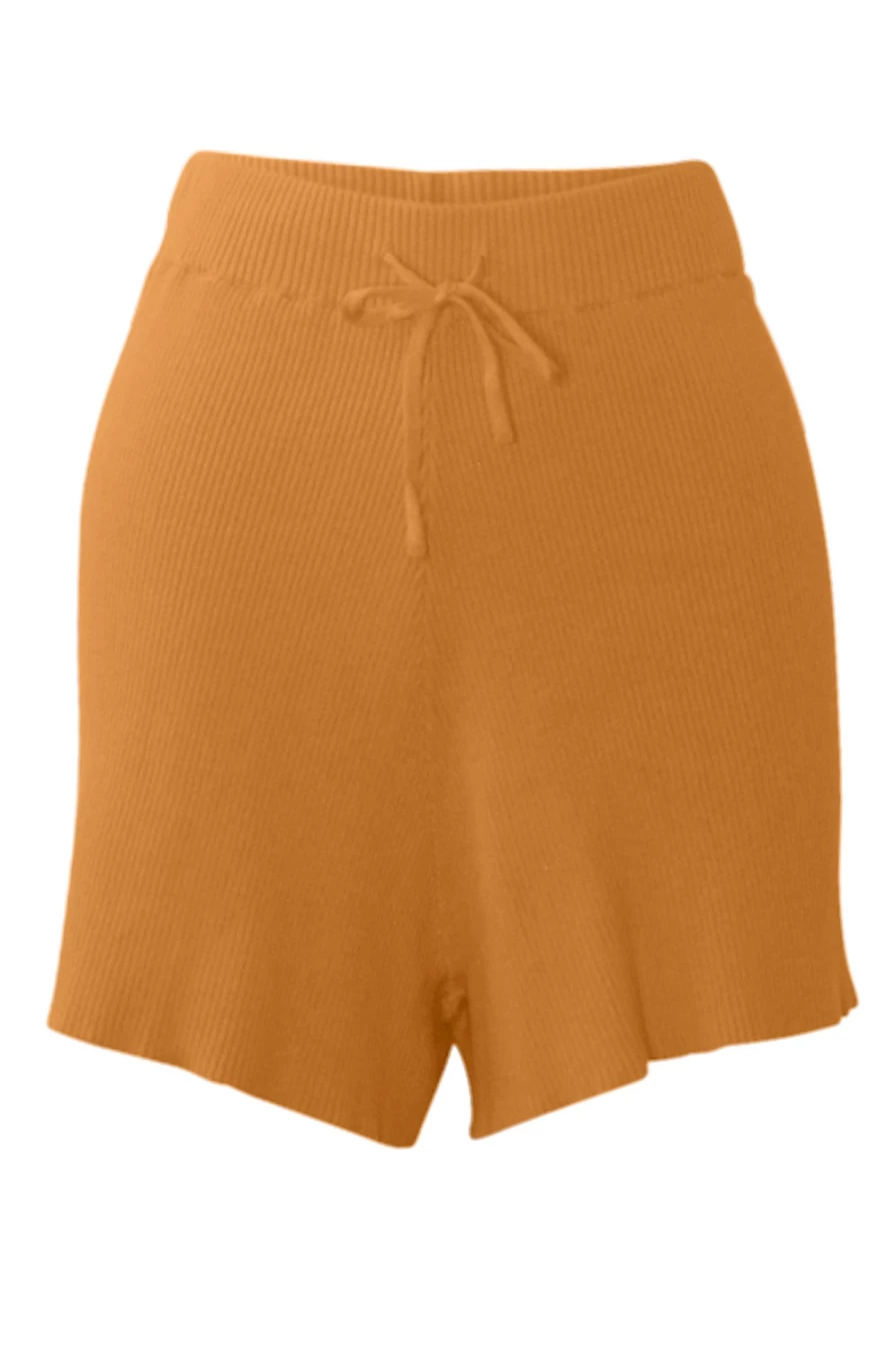 SNDYS Women's Goldie High-Waisted Orange Shorts - Comfortable Casual Summer Fashion